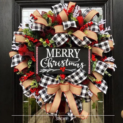 15&quot; Christmas Letter Wreath – Red Berry Rattan Door Hanging Holiday Decoration