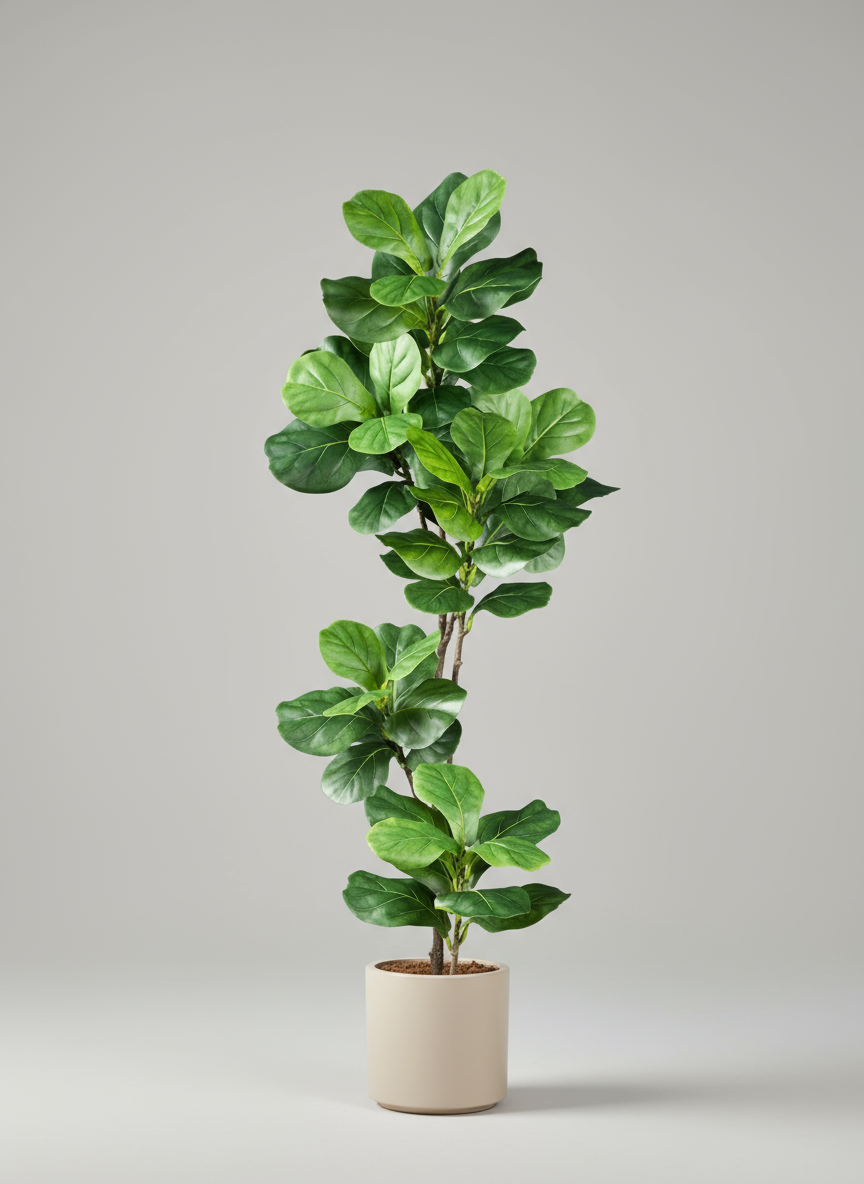 Large Artificial Ficus Tree – Decorative Rubber Plant with Fiddle Leaves