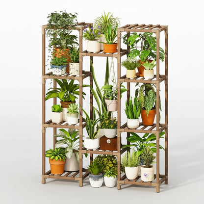 Tall Wooden Plant Stand – Multi-Tier Flower Shelf for Indoor &amp; Outdoor Décor