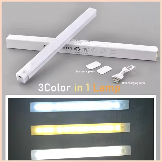 USB Rechargeable Motion Sensor LED Bar Light – Portable Cabinet, Closet &amp; Bedside Lamp