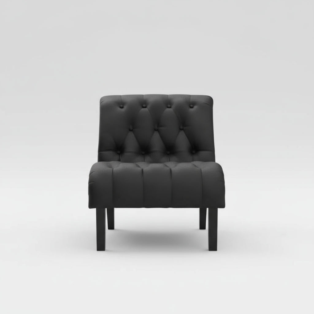 Set of 2 PU Leather Accent Chairs – Button Tufted Modern Armless Lounge Chairs for Living Room &amp; Bedroom