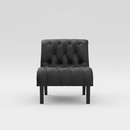 Set of 2 PU Leather Accent Chairs – Button Tufted Modern Armless Lounge Chairs for Living Room &amp; Bedroom