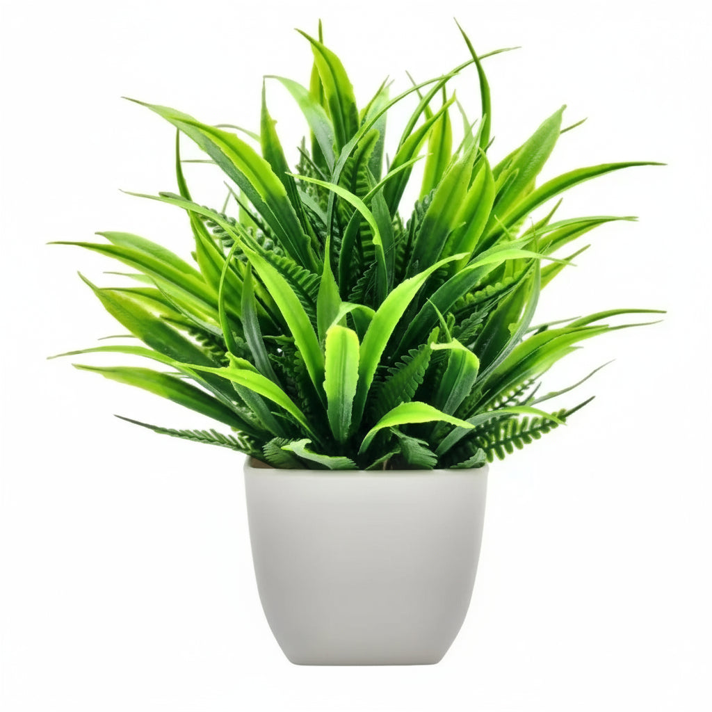 Artificial Potted Plant – Faux Greenery in Plastic Pot for Home, Desk &amp; Bedroom Décor 1pc