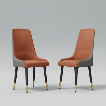 Set of 2 Microfiber-Silicone Leather Dining Chairs – Modern Accent Chairs with Metal Legs for Kitchen &amp; Living Room