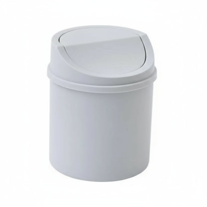 White trash bin with dimensions labeled on a white background