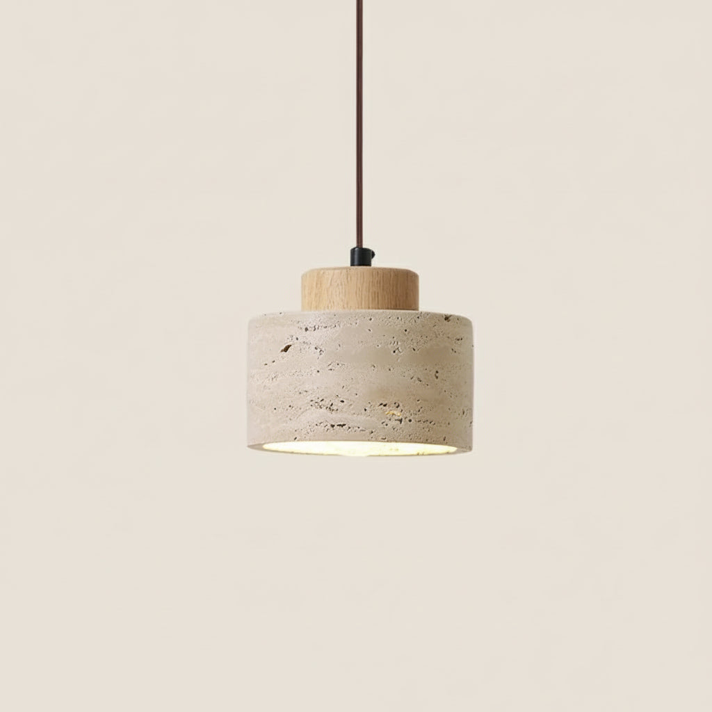 Pendant light with dimensions on a beige background