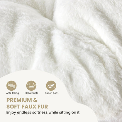 Large 28&quot; Faux Fur Saucer Chair – Large Folding Lounge Chair with Padded Seat &amp; Metal Frame