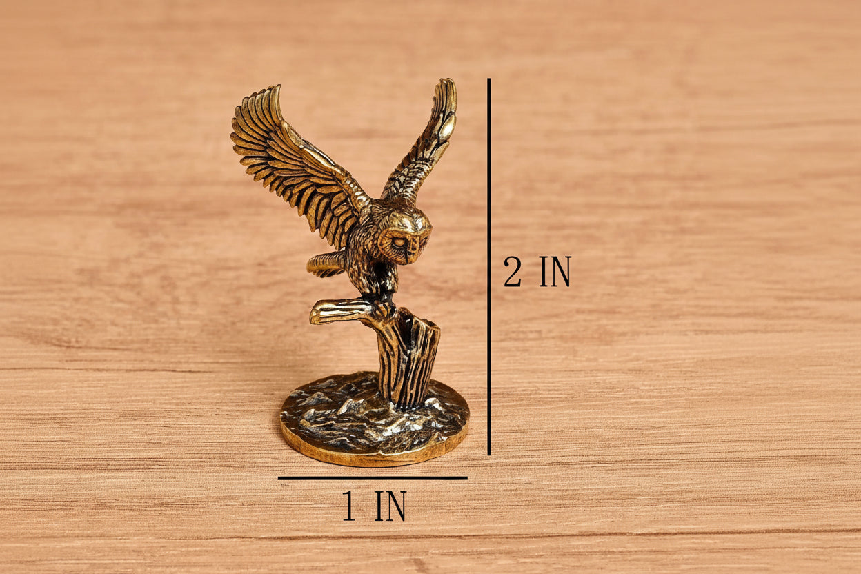 Antique Solid Brass Owl Miniature Figurines Retro Copper Animal Tea Pet Desktop Ornament Home Decor Crafts Animal Figurines