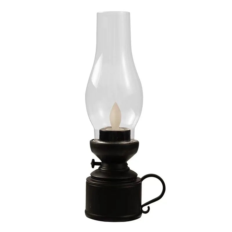 Vintage LED Lantern – Retro Hanging Oil Lamp Design, Battery Operated