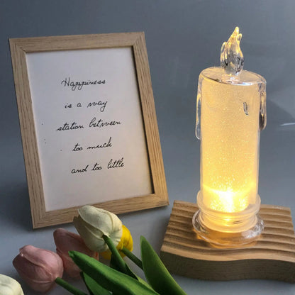Crystal LED Flameless Candle Lamp – Battery-Operated Pillar with Realistic Flame
