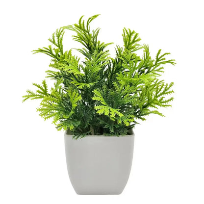 Artificial Potted Plant – Faux Greenery in Plastic Pot for Home, Desk &amp; Bedroom Décor 1pc