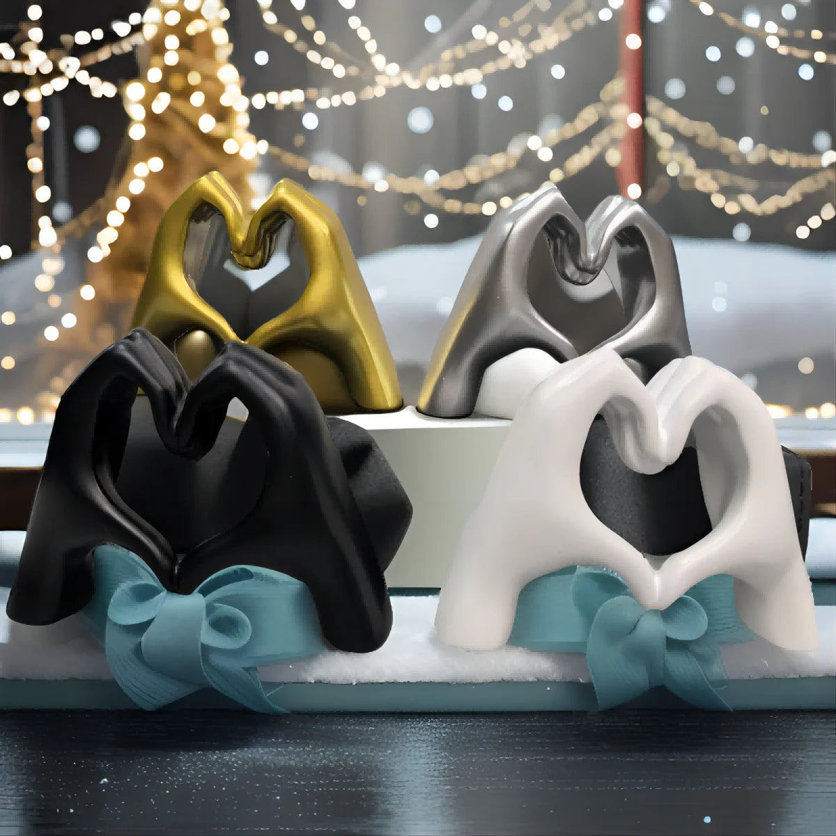 Gold Heart Hand Sculpture – Modern Love Gesture Decorative Statue for Living Room, Bedroom &amp; Desktop