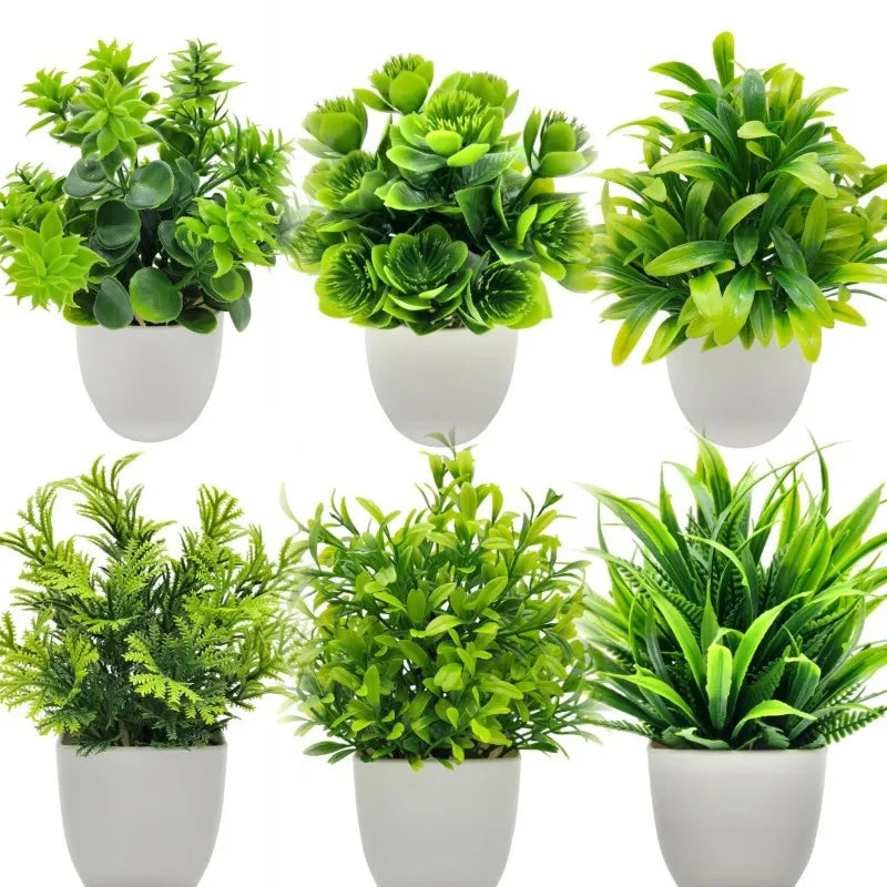 Artificial Potted Plant – Faux Greenery in Plastic Pot for Home, Desk &amp; Bedroom Décor 1pc