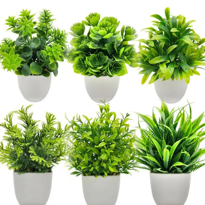 Artificial Potted Plant – Faux Greenery in Plastic Pot for Home, Desk &amp; Bedroom Décor 1pc