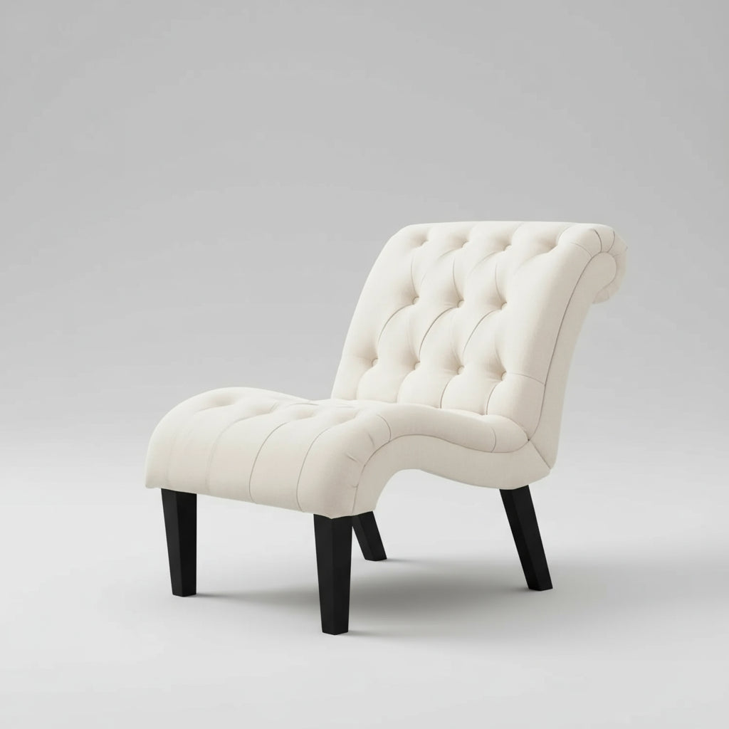 Set of 2 PU Leather Accent Chairs – Button Tufted Modern Armless Lounge Chairs for Living Room &amp; Bedroom