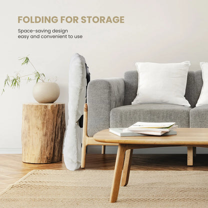 Large 28&quot; Faux Fur Saucer Chair – Large Folding Lounge Chair with Padded Seat &amp; Metal Frame