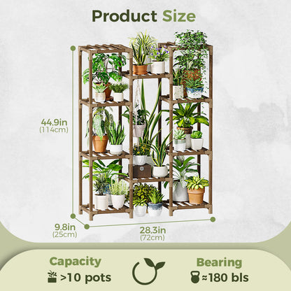 Tall Wooden Plant Stand – Multi-Tier Flower Shelf for Indoor &amp; Outdoor Décor