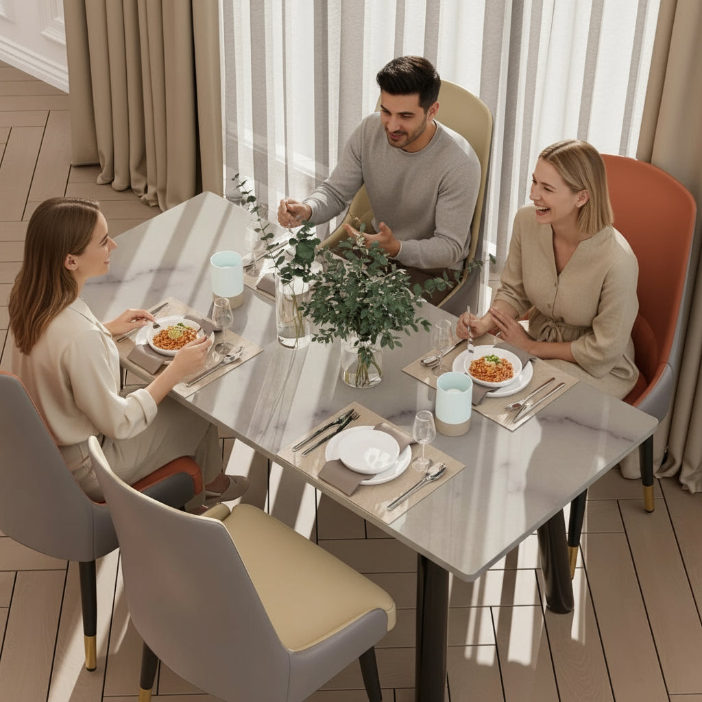 Set of 2 Microfiber-Silicone Leather Dining Chairs – Modern Accent Chairs with Metal Legs for Kitchen &amp; Living Room