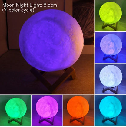 LED Moon Lamp – Starry Night Light with Stand, Battery Powered