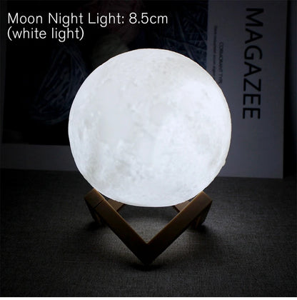 LED Moon Lamp – Starry Night Light with Stand, Battery Powered