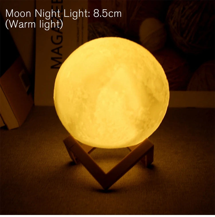 LED Moon Lamp – Starry Night Light with Stand, Battery Powered