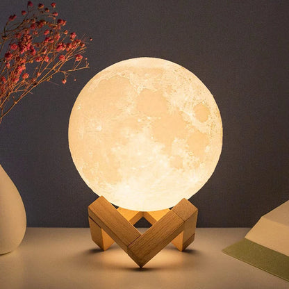 LED Moon Lamp – Starry Night Light with Stand, Battery Powered