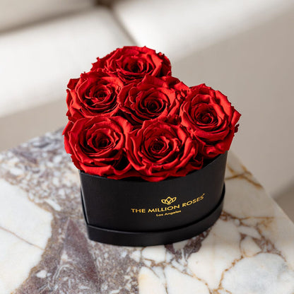 Baby Heart Black Box | 6 Red Roses