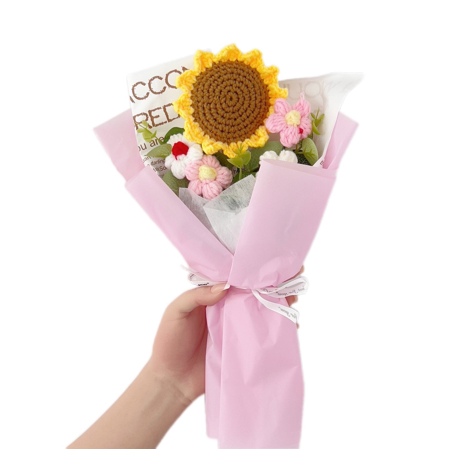 Sunflower Crochet Flower Bouquet Warm Decorative Gift Any Occasion