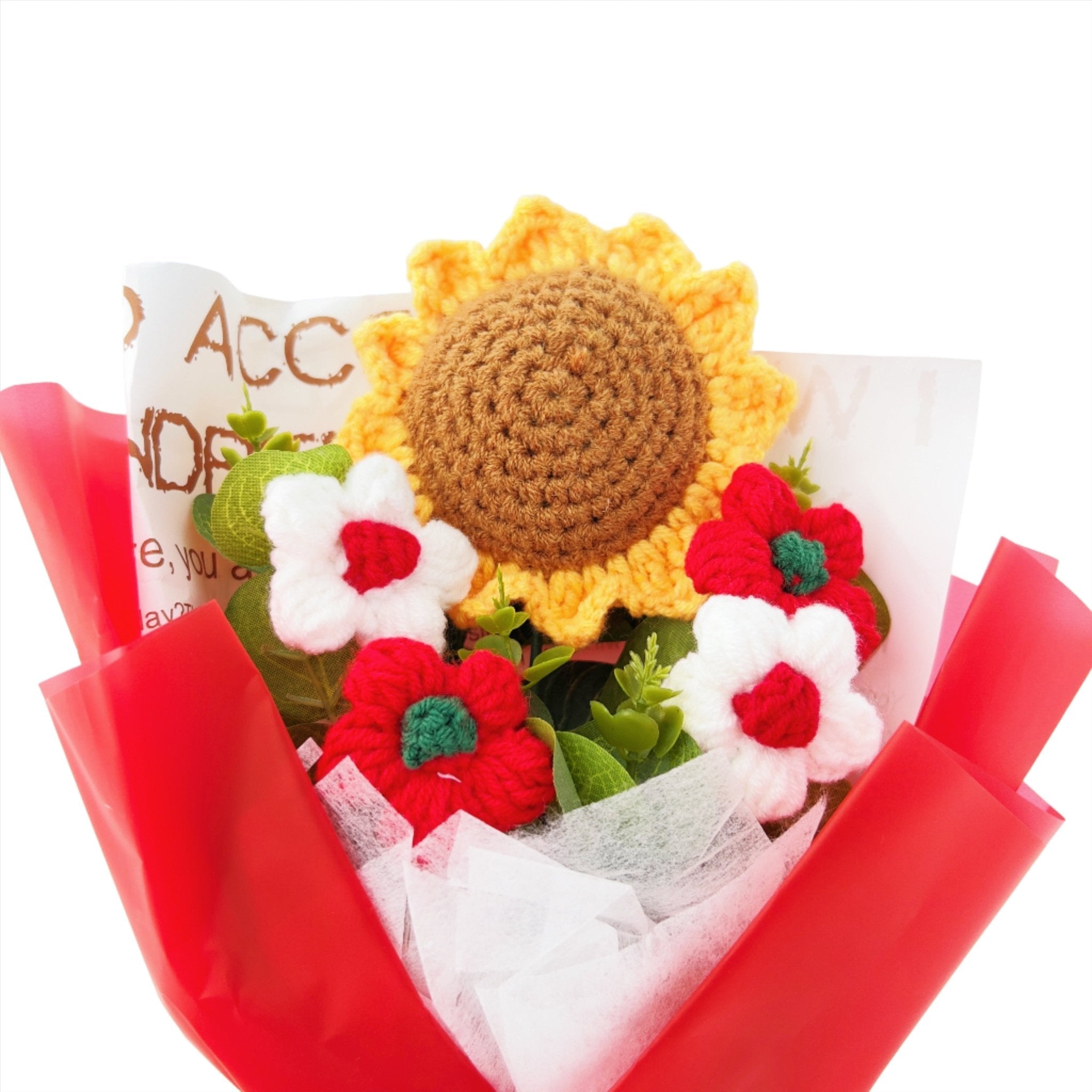 Sunflower Crochet Flower Bouquet Warm Decorative Gift Any Occasion