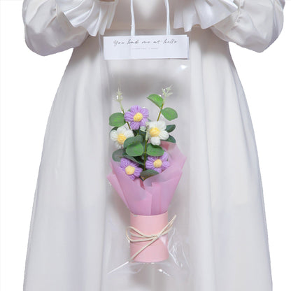 Handmade Crochet Flower Arrangement – Small Daisy Lighted Gift