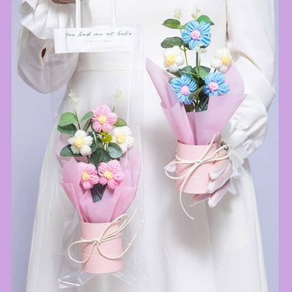 Handmade Crochet Flower Arrangement – Small Daisy Lighted Gift