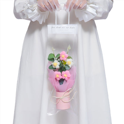 Handmade Crochet Flower Arrangement – Small Daisy Lighted Gift