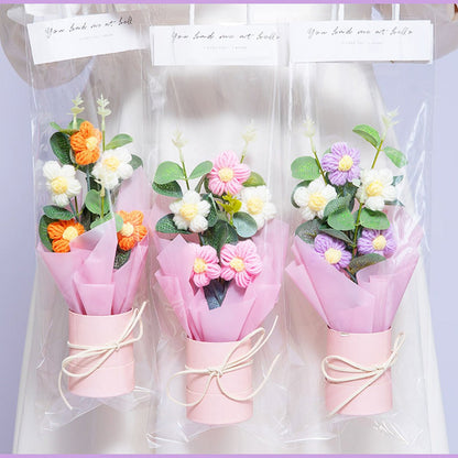 Handmade Crochet Flower Arrangement – Small Daisy Lighted Gift