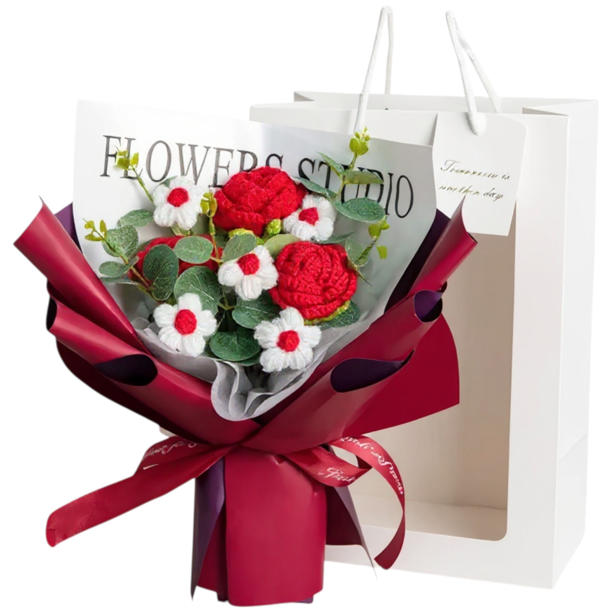 Crochet Rose Bouquet with Light Valentine’s Day Gift for Her