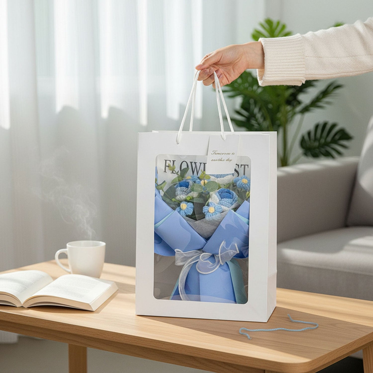 Crochet Rose Bouquet with Light Valentine’s Day Gift for Her