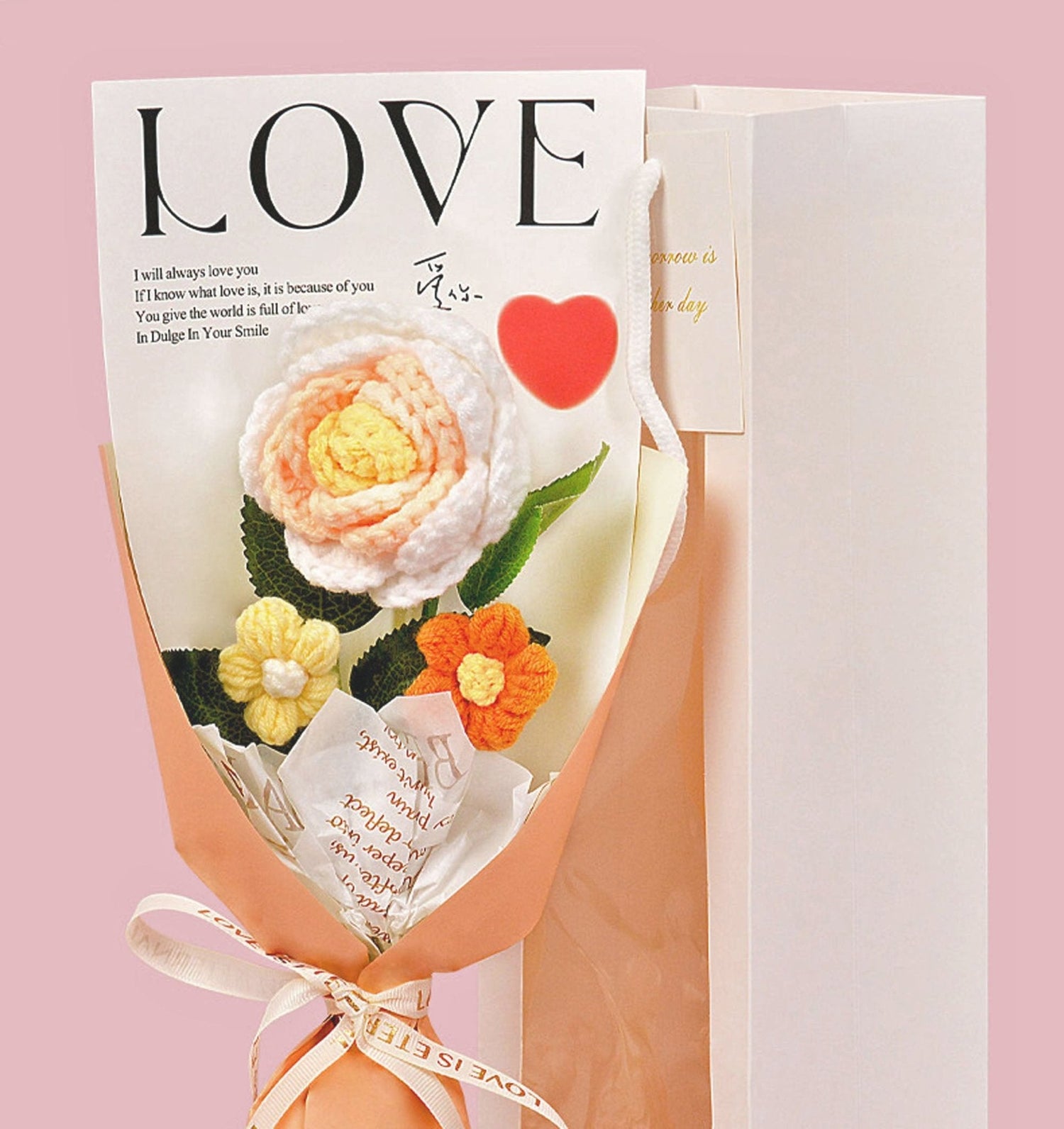 Crochet Rose Bouquet Romantic Gift Set for Girlfriend or Mothers Day