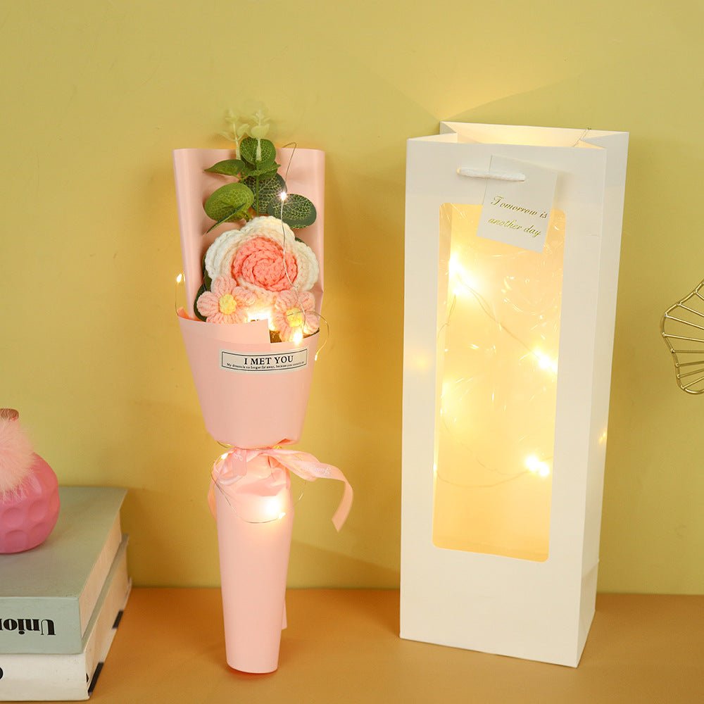 Crochet Rose Bouquet Romantic Gift Set for Girlfriend or Mothers Day