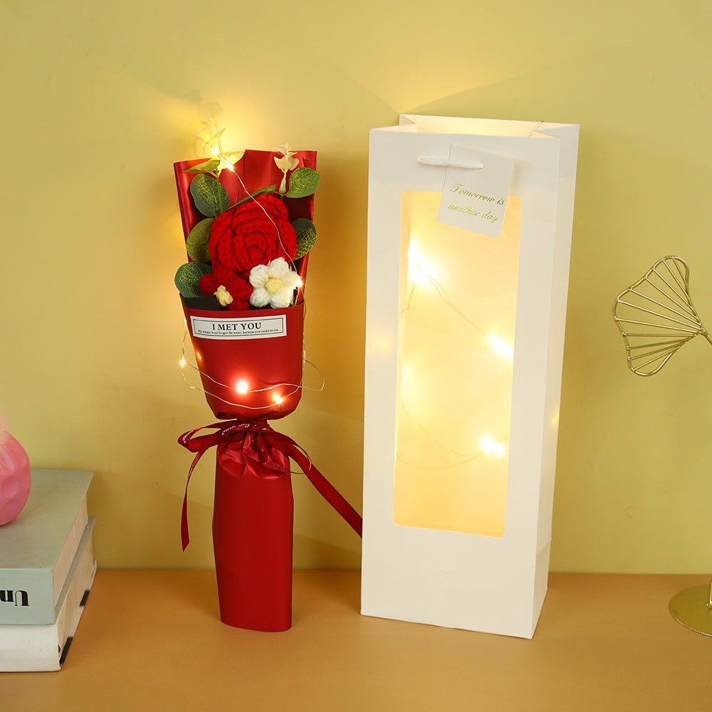 Crochet Rose Bouquet Romantic Gift Set for Girlfriend or Mothers Day